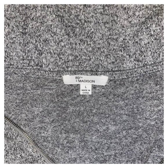 89th + Madison V-Neck Jeweled Zipper Long Sleeve Top - Picture 5 of 8